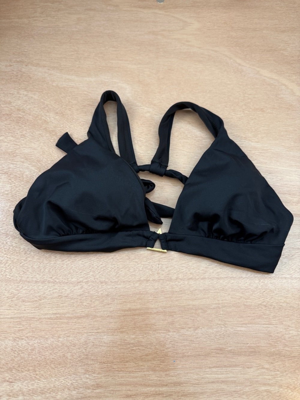 Black Triangle Bikini Top with Back Tie - Women Swim NWOT